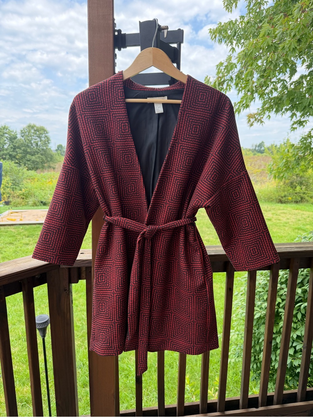 H&M Burgundy Kimono Coat – Size S